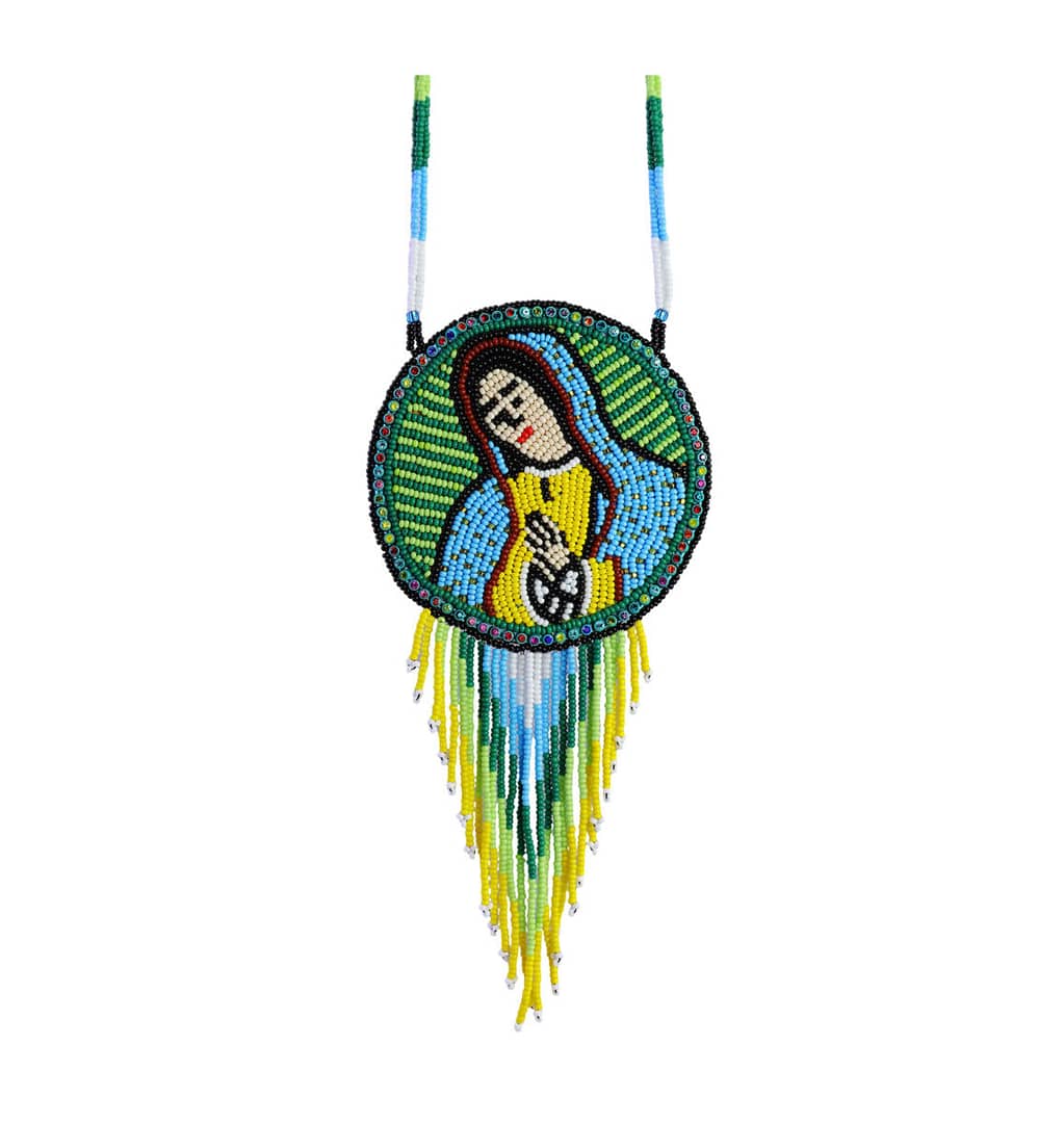 Collar Largo Medalla Virgen De Guadalupe Collar De Chaquira