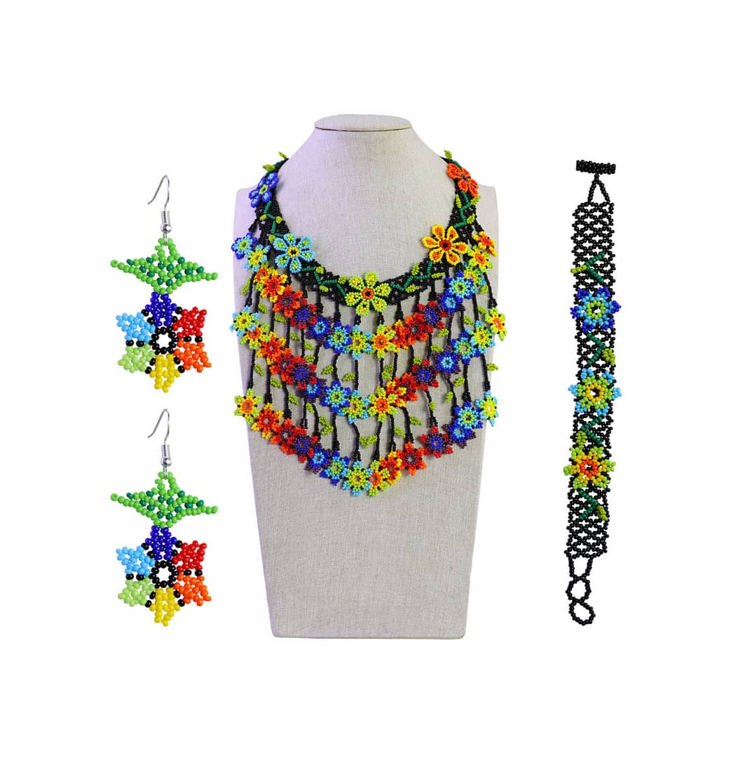 Set Collar Cascada Floral Chaquira Gargantilla De Moda