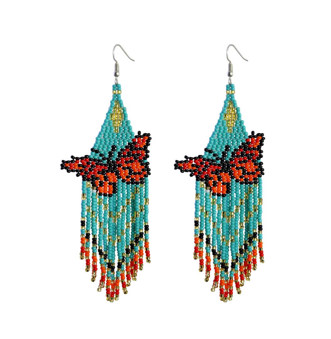 Aretes De Mariposa Flecos De Moda Aretes De Cuentas Huichol
