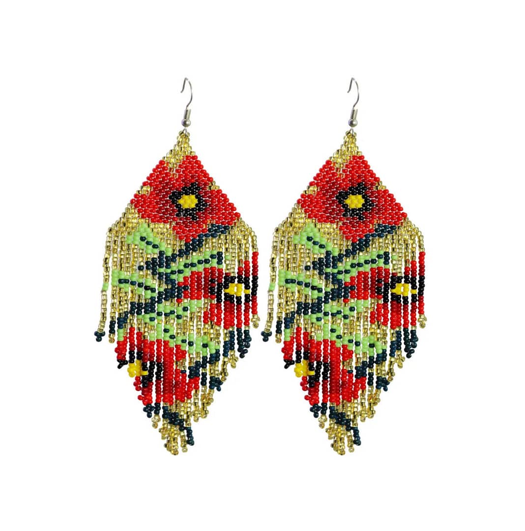 Aretes Flecos Floral De Chaquira Aretes Colgante De Moda
