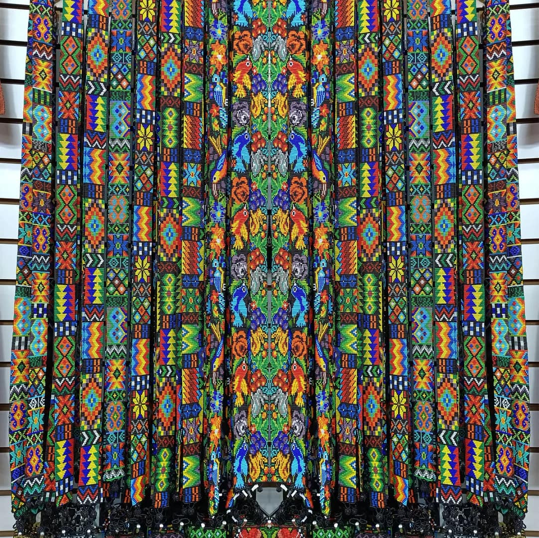 Fajillas De Chaquira Cinto Para Dama Tejido Floral De Cuentas Huichol - Image 3