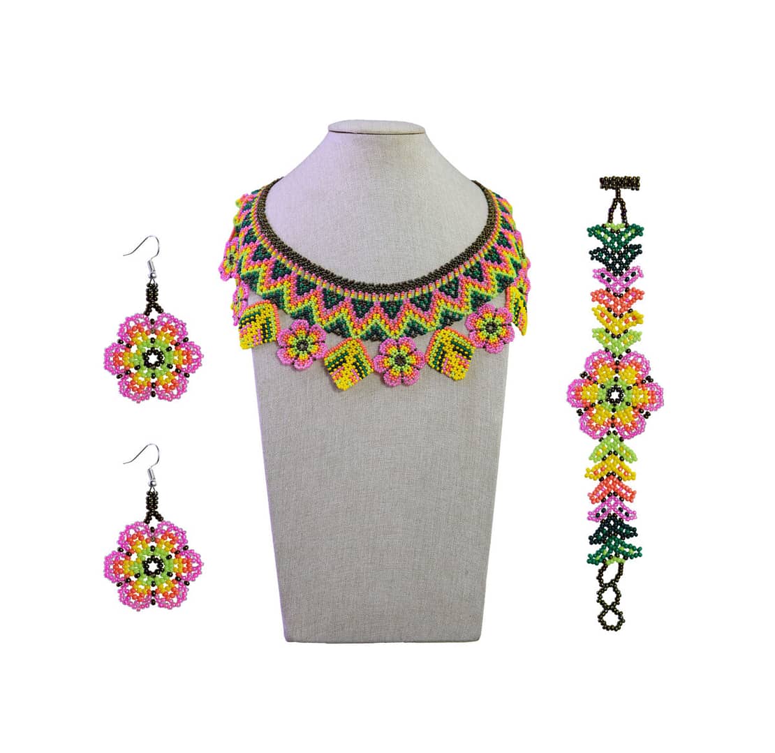 Set Collar Floral De Chaquira Gargantilla De Moda Artesanal