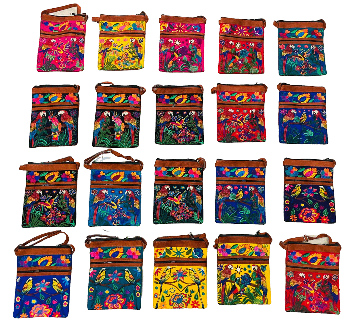 Set De 4 Bolcitas De Telar Bordadas Bolsas De Moda Artesanal
