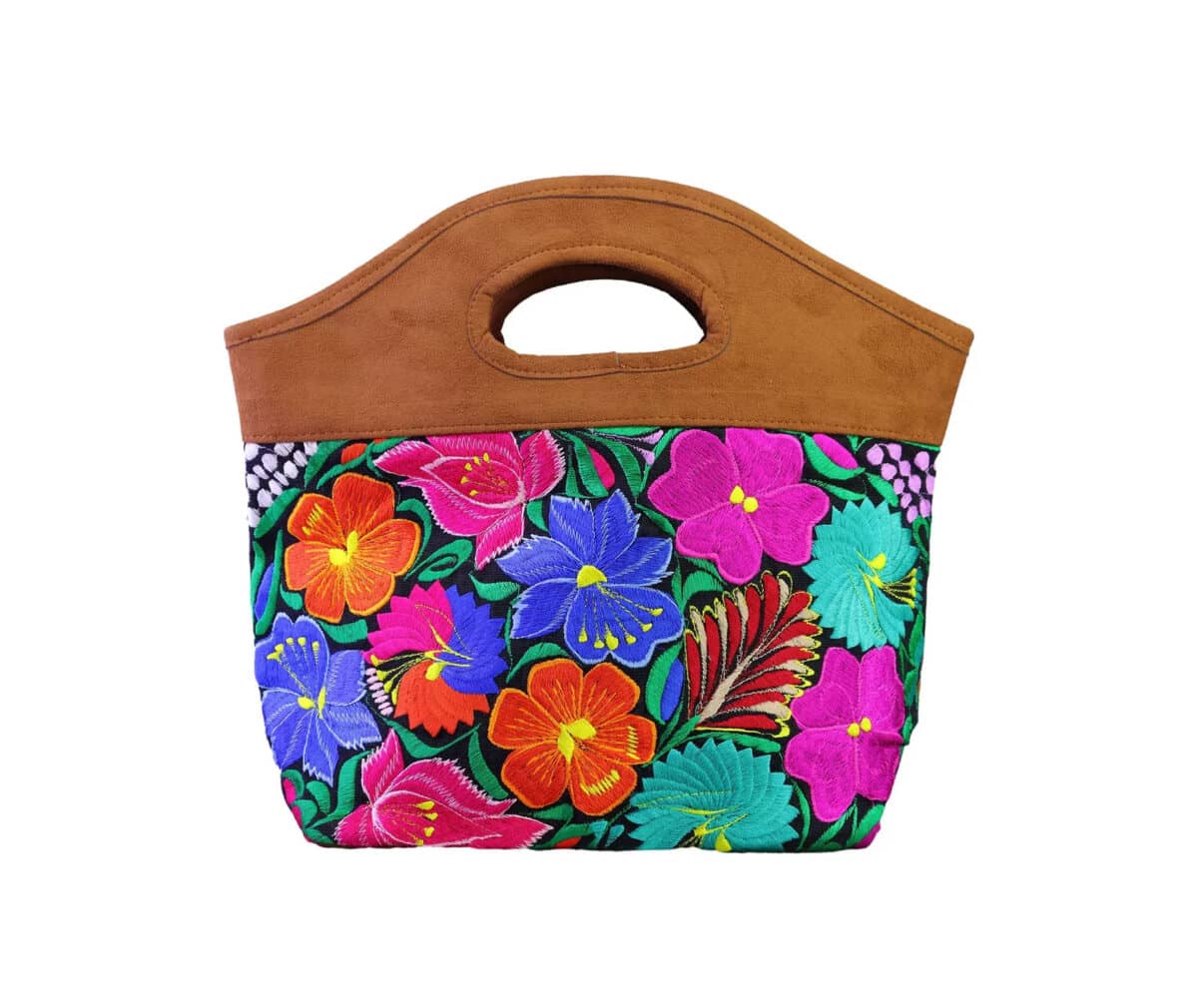 Bolsa De Mano Para Dama Bordado Floral Bolsa De Gamuza