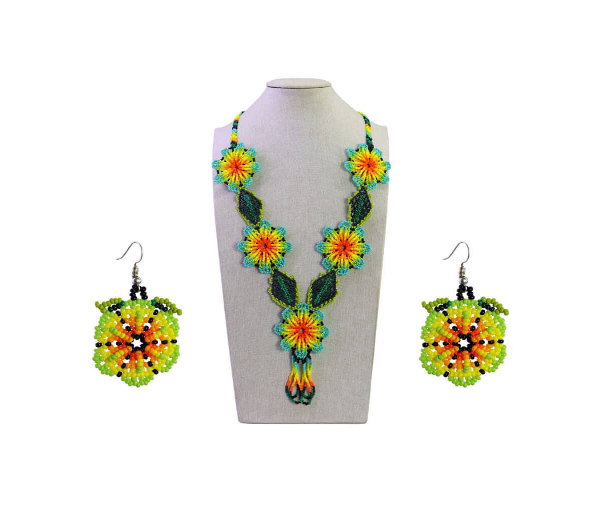 Set Collar Floral De Cuentas Huichol Collar De Moda Regalo