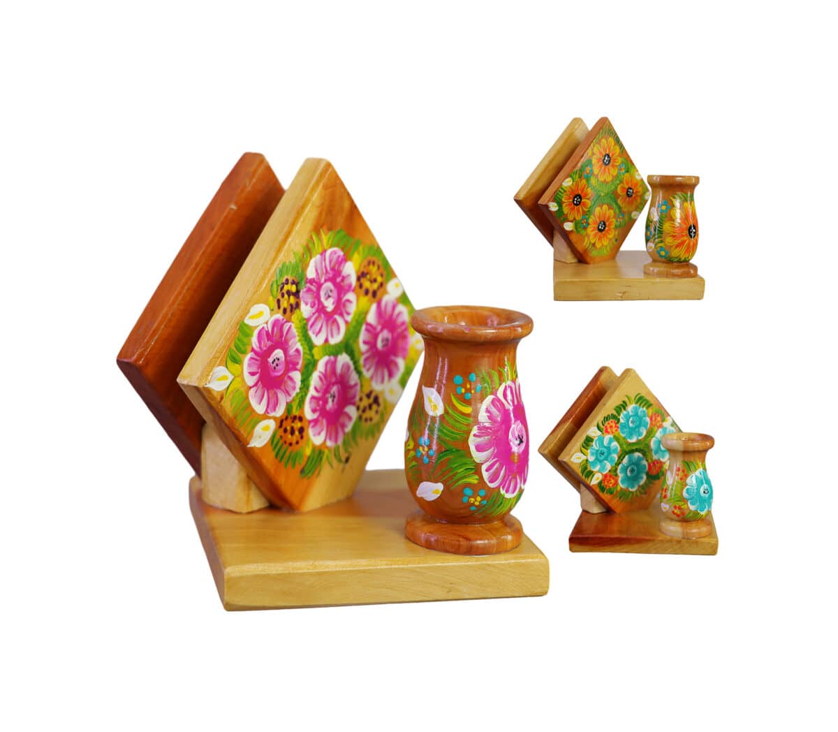 Servilleteros De Madera Pintadas Artesanal