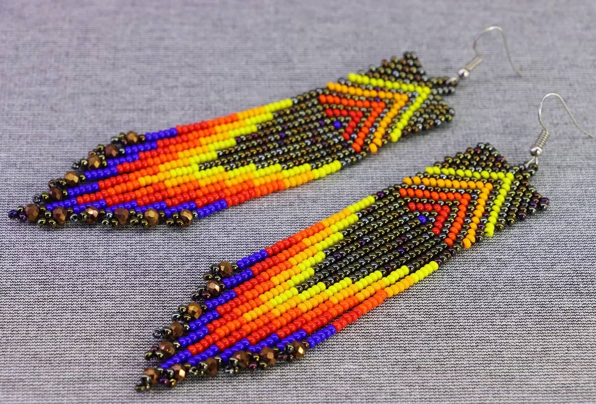 Aretes Flecos Cristal Aretes De Cuentas Huichol Artesanal - Image 2