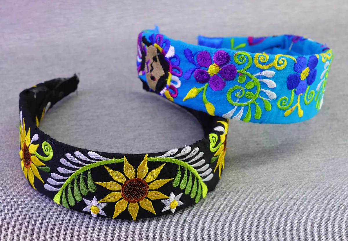 Diademas Bordadas Floral De Moda Diademas Artesanal - Image 3