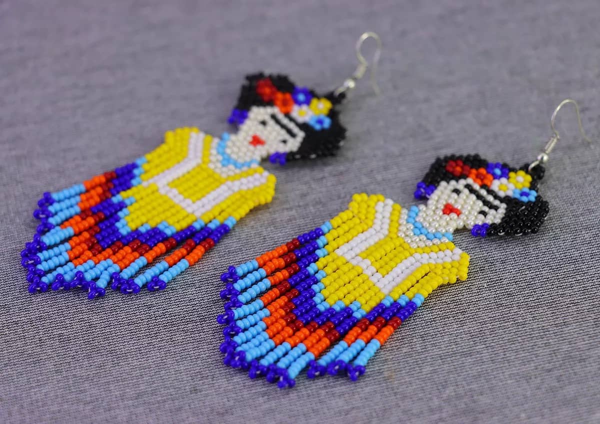 Aretes De Frida Kahlo Colgante Aretes De Moda Chaquira - Image 2