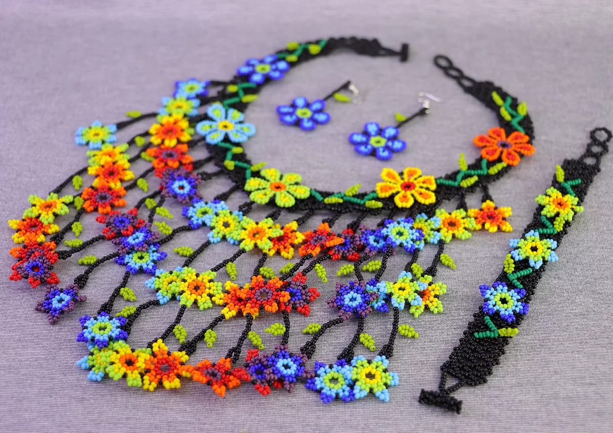 Set Collar Cascada Floral Chaquira Gargantilla De Moda - Image 2