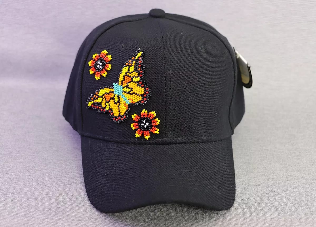 Gorra Mujer Mariposa De Chaquira Gorra De Moda Artesanal - Image 2