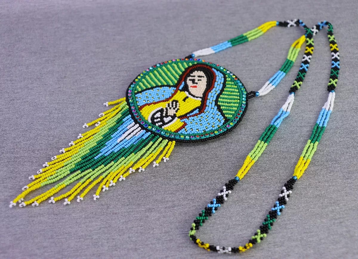 Collar Largo Medalla Virgen De Guadalupe Collar De Chaquira - Image 2