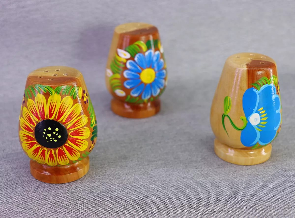 Saleros De Madera Pintadas Floral Artesanal - Image 3