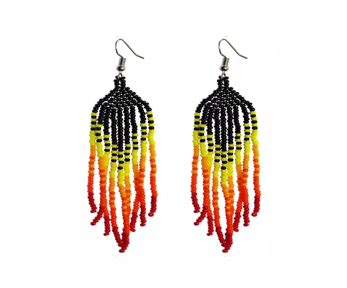 Aretes Flecos De Mostacillas Aretes De Cuentas Huichol