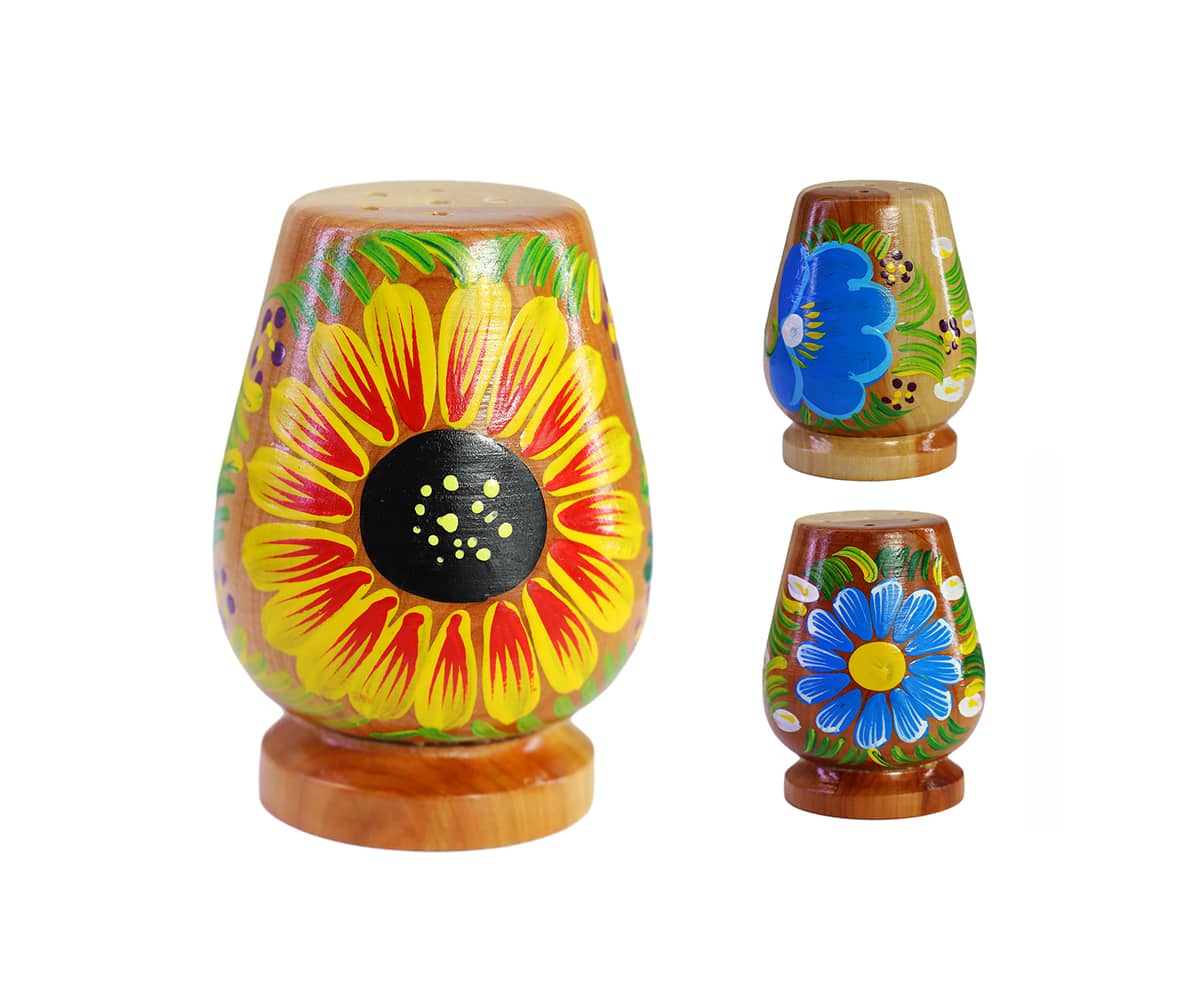 Saleros De Madera Pintadas Floral Artesanal