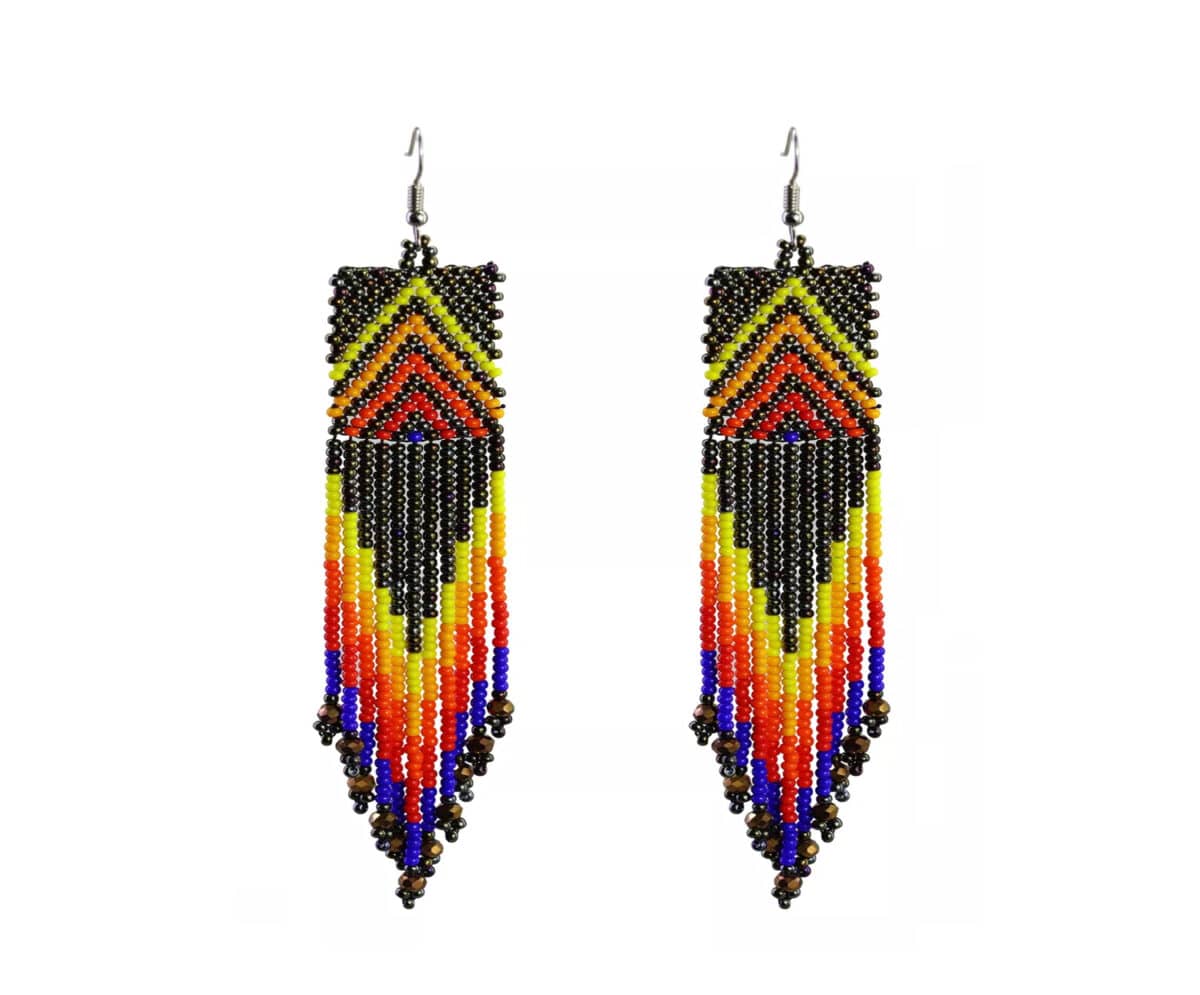 Aretes Flecos Cristal Aretes De Cuentas Huichol Artesanal
