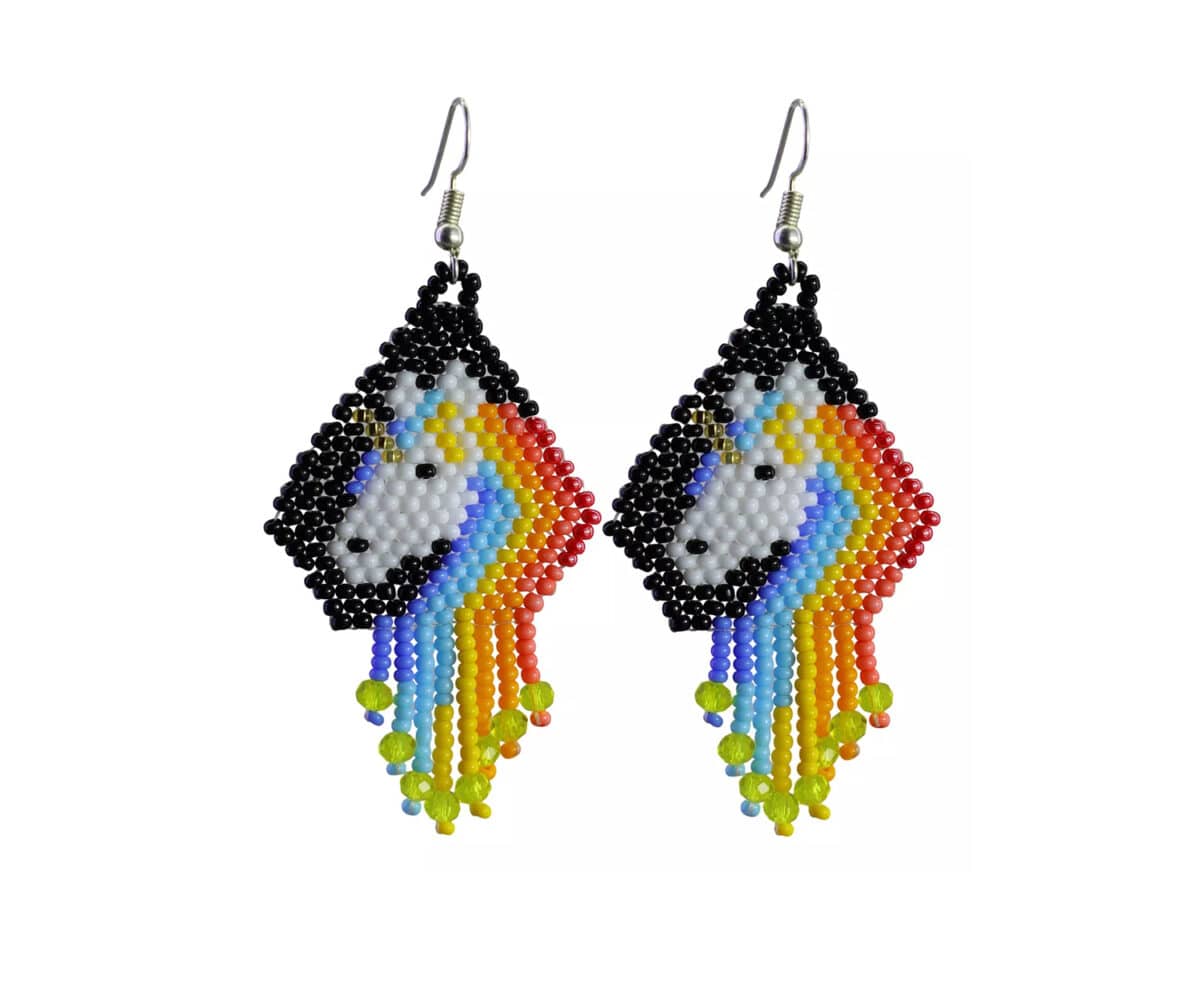 Aretes De Unicornio Chaquira Aretes De Cuentas Huichol