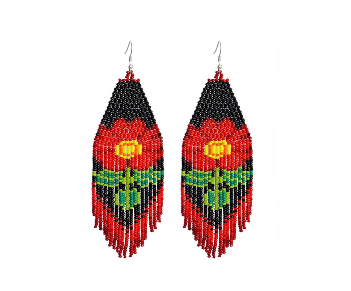 Aretes De Flor Flecos Chaquira Aretes De Cuentas Huichol