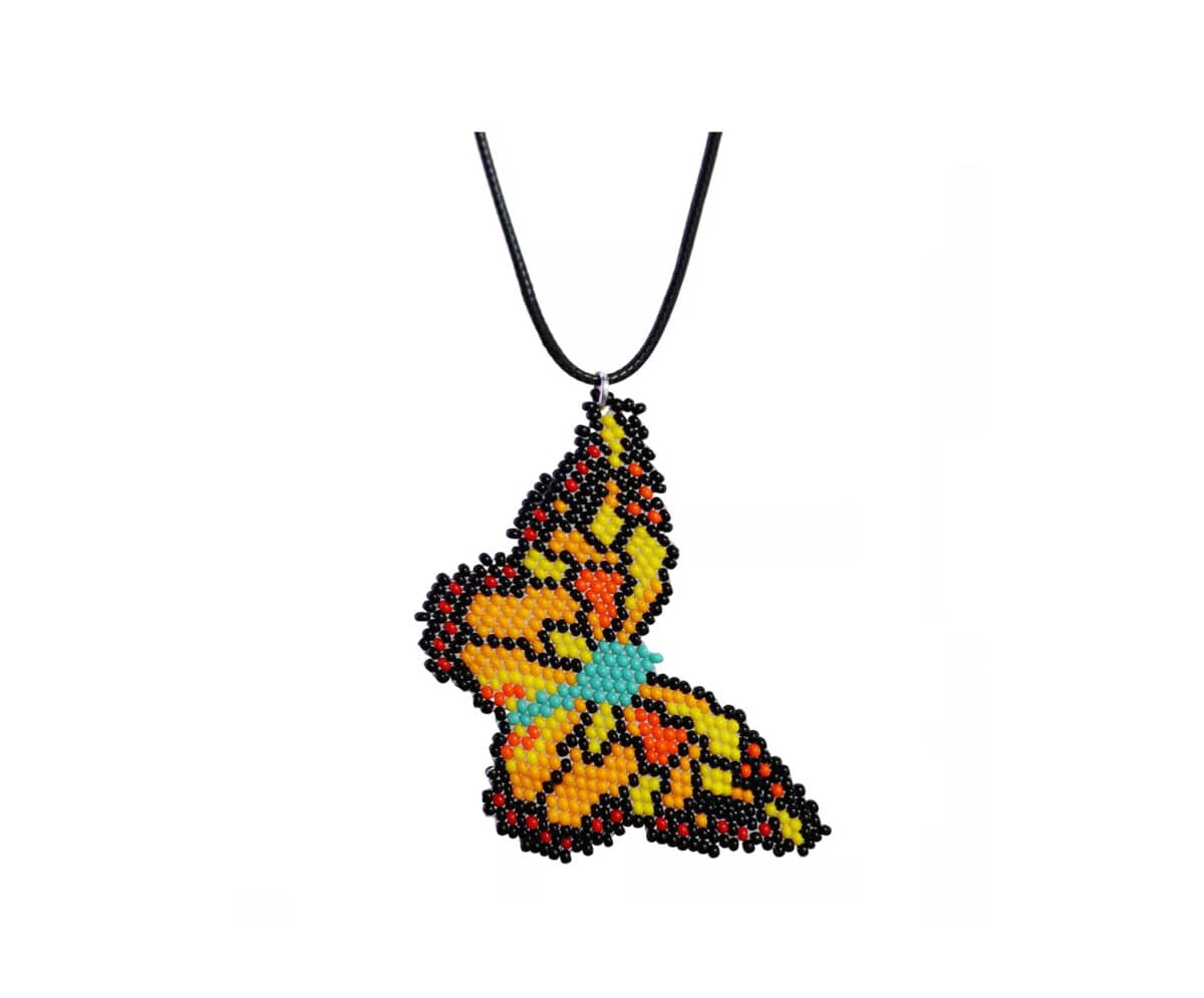 Collar Dije De Mariposa Chaquira Collar De Cuentas Huichol