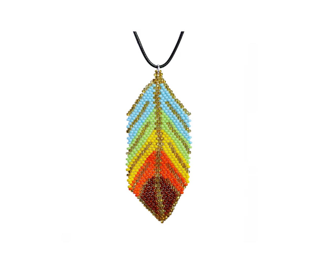 Collar Dije De Hoja Chaquira Collar De Cuentas Huichol