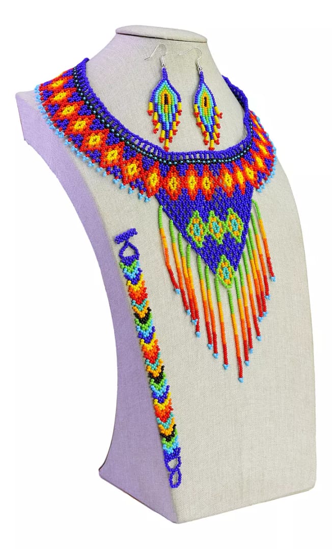 Set Collar Gargantilla Flecos Collar De Cuentas Huichol Artesanal - Image 2
