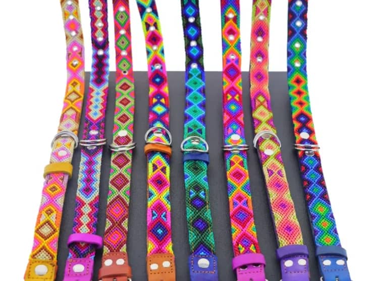 Collar Para Perro Mediano 45 CM Collar De Piel Bordados T-F