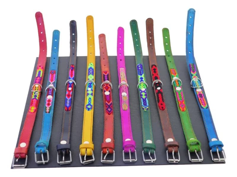 Collar Para Perro Tamaño Chico 35 CM Collar De Piel Bordado S-T