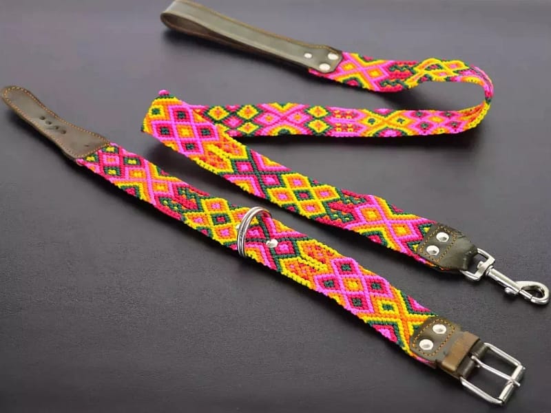 Set Collar Y Correa Para Perros G 50-55 CM Bordados Artesanal