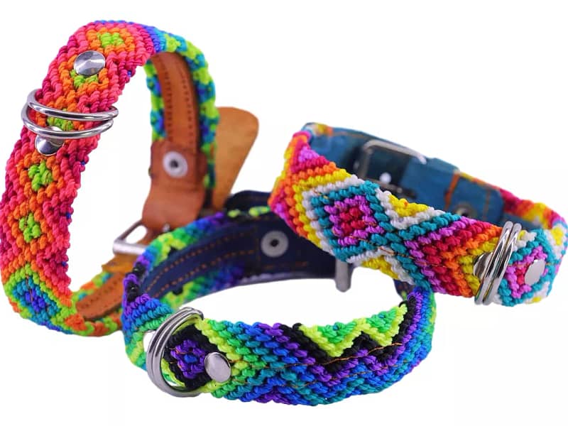 Collar Para Perro Tamaño Chico 35 CM Collar De Piel Bordados H-G