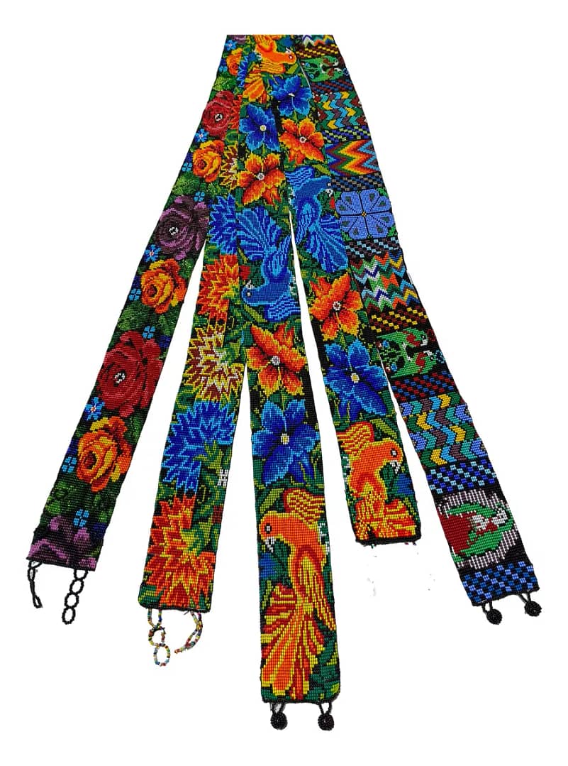 Fajillas De Chaquira Cinto Para Dama Tejido Floral De Cuentas Huichol - Image 2