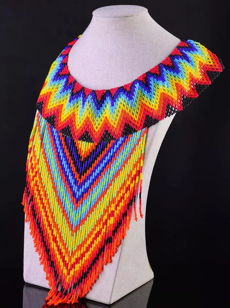 Collar Largo De Chaquira Collar Flecos Arte Huichol - Image 2