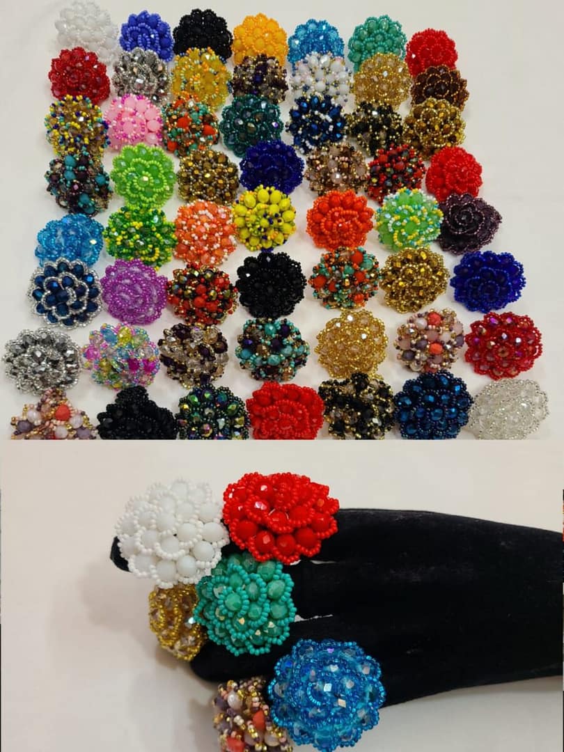 Set De 12 Anillos De Flor Cristal Artesanal Hecho A Mano